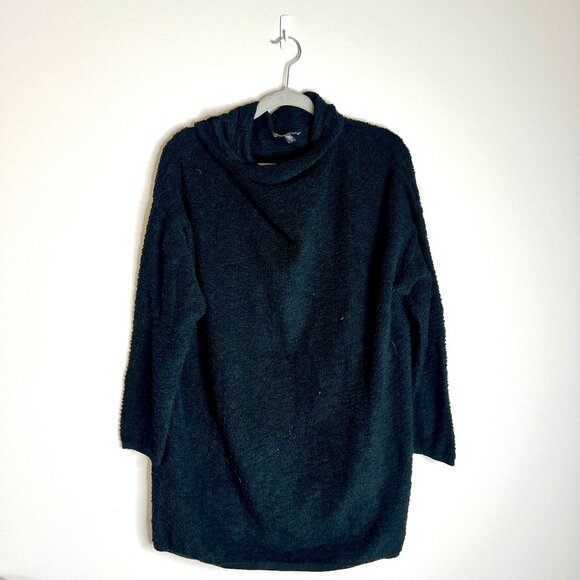Eileen Fisher 100% Organic Cotton Textured Terry Cloth Cowl Neck Tunic Sweater - Picture 1 of 5